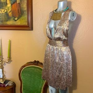 NWT LUX LA Gold Party Mini Dress.  Sz L